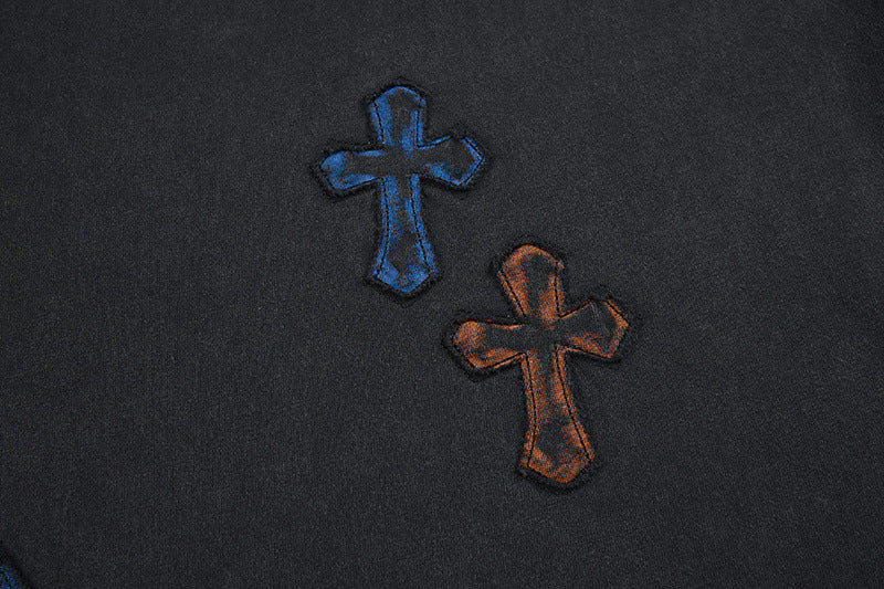 Washed Cross Applique Short Sleeve T-Shirt