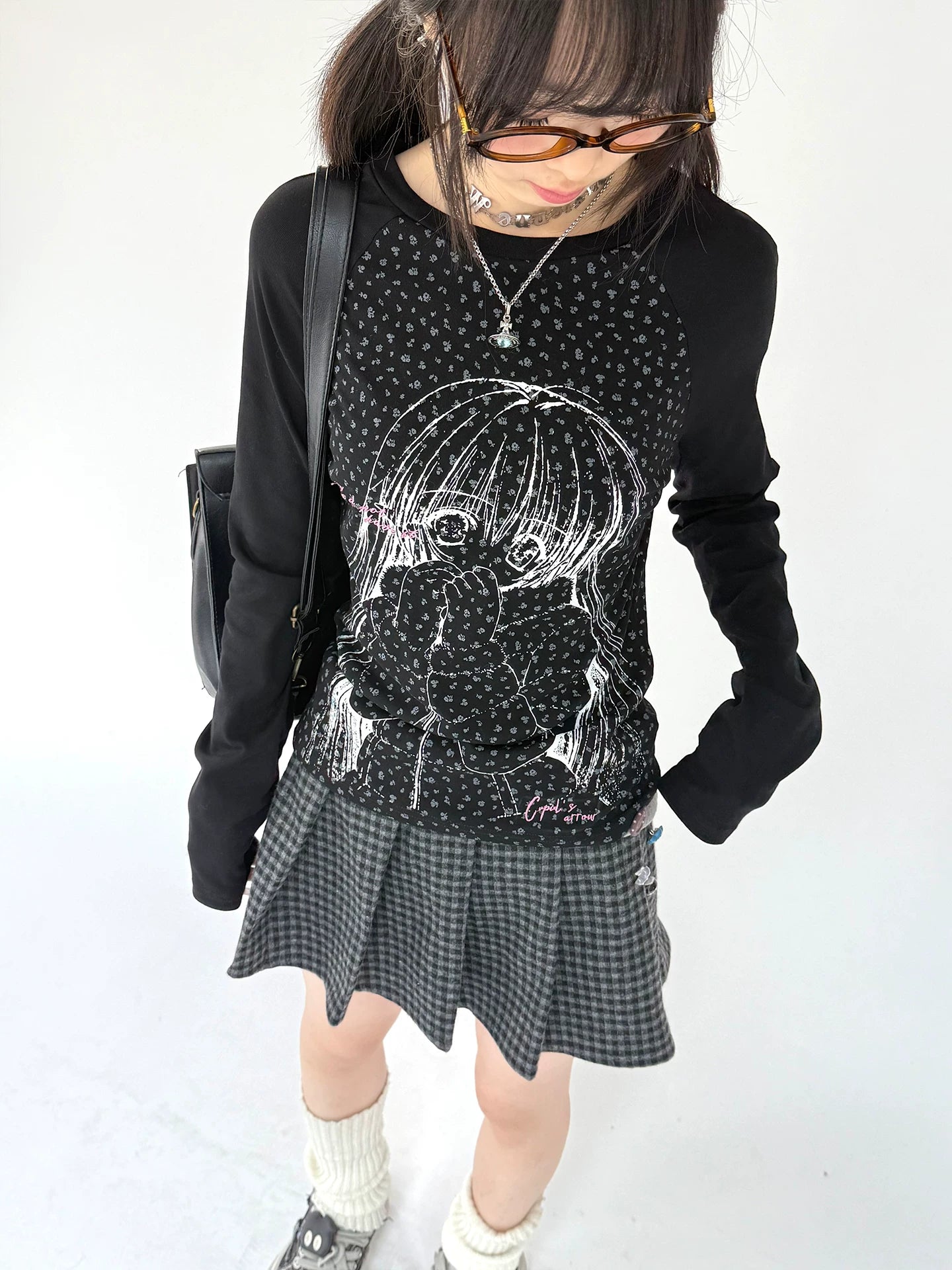 Graphic Speckled Print Long Sleeve T-Shirt