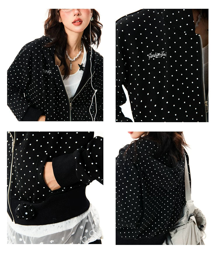 Polka Dot Zipper Hoodie
