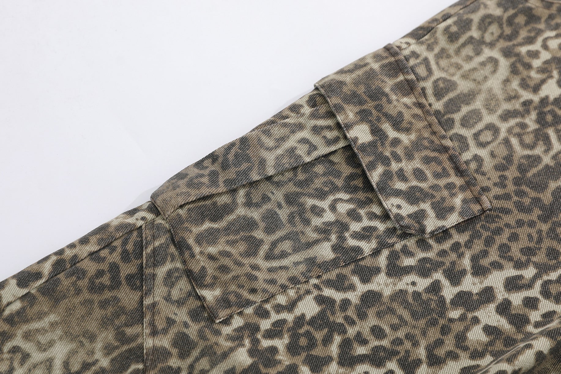 Leopard Print Multi-Pocket Wide Leg Jort