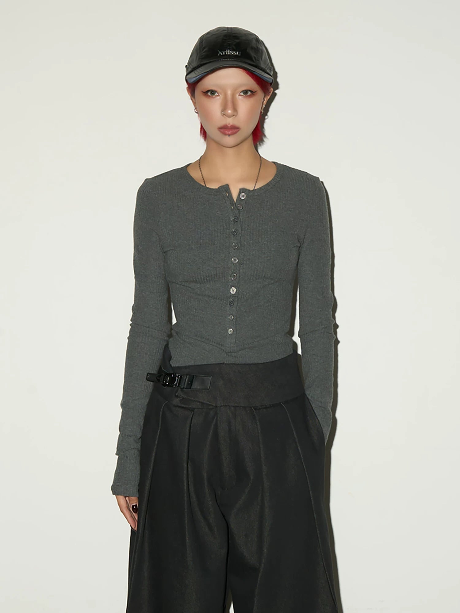 Fitted Knit Long Sleeve T-Shirt