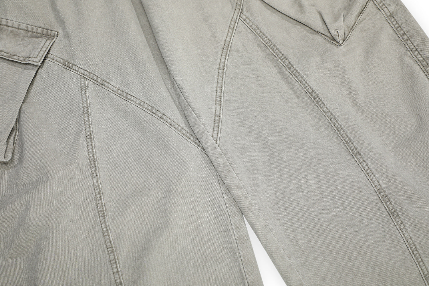 Multi-Pocket Deconstruction Curved Wide Leg Denim Jeans