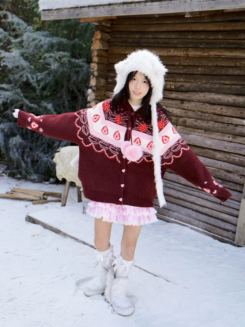 Strawberry Cake Knit Cardigan