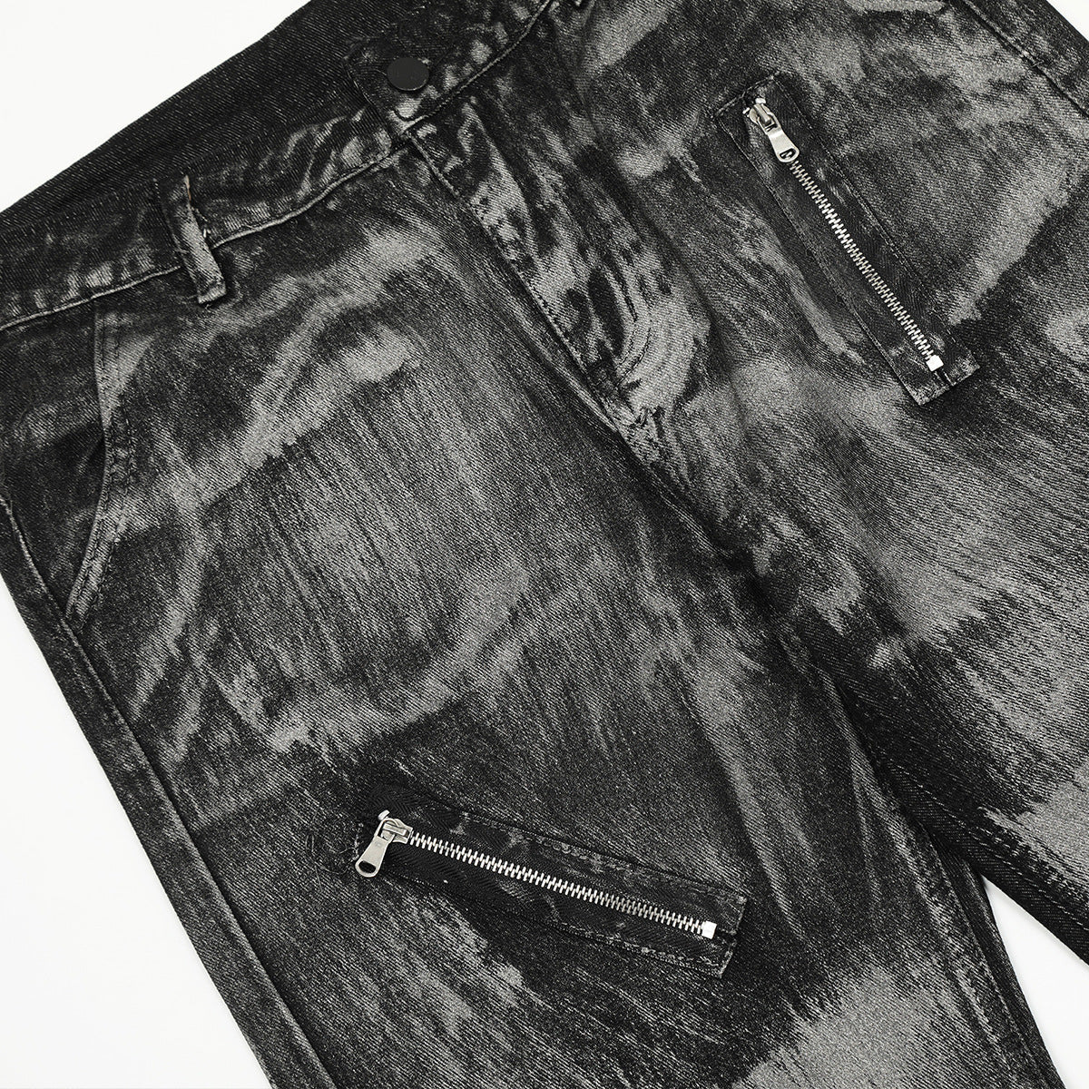 Paint Brush Zipper Flare Denim Jeans