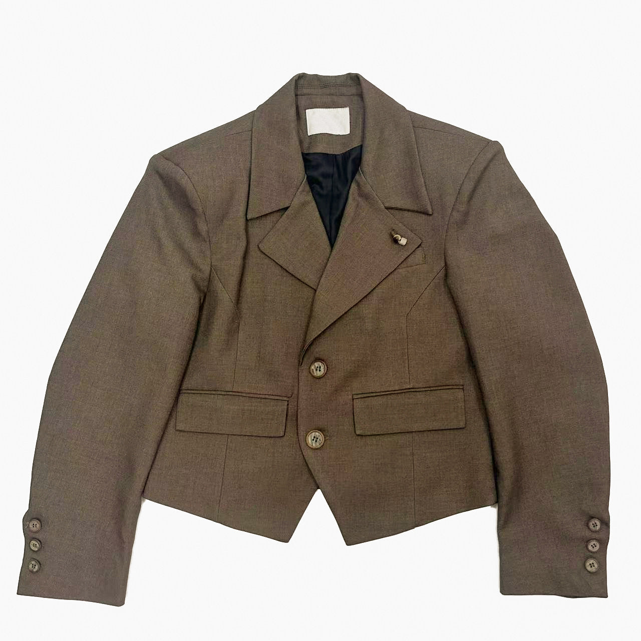 Shoulder-Pad Button Tailored Jacket & Wide Leg Trousers Setup