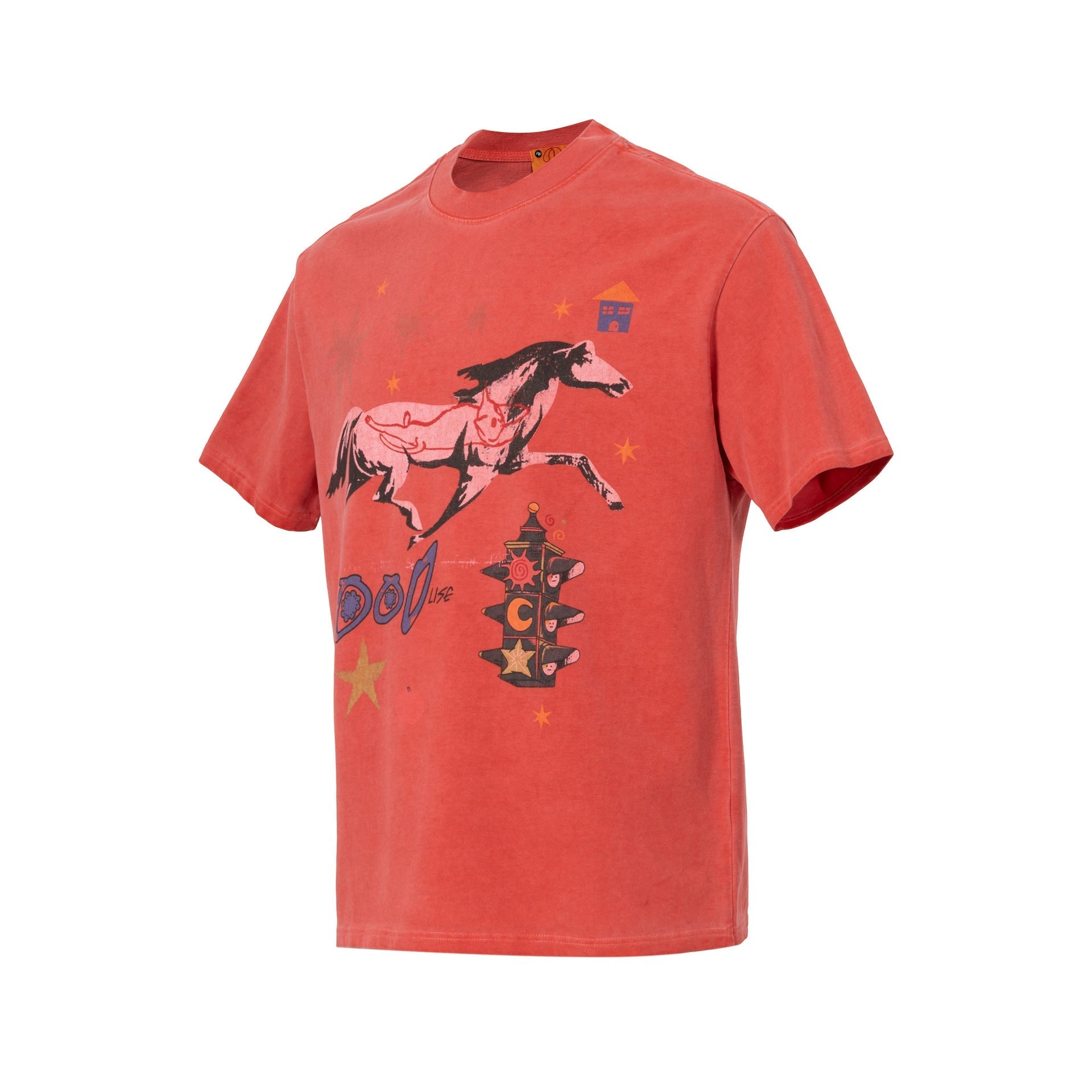 Washed Horse Print Oversize Short Sleeve T-Shirt