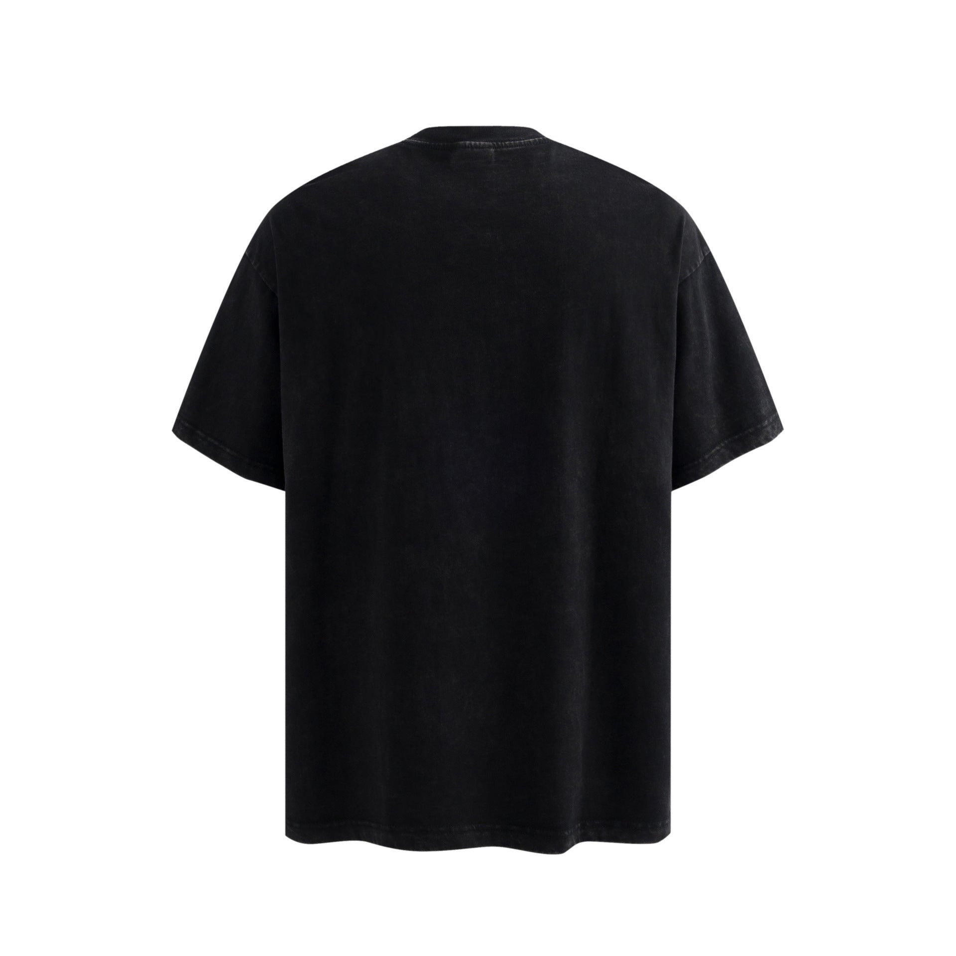 Washed Portrait Letter Print Short Sleeve T-Shirt