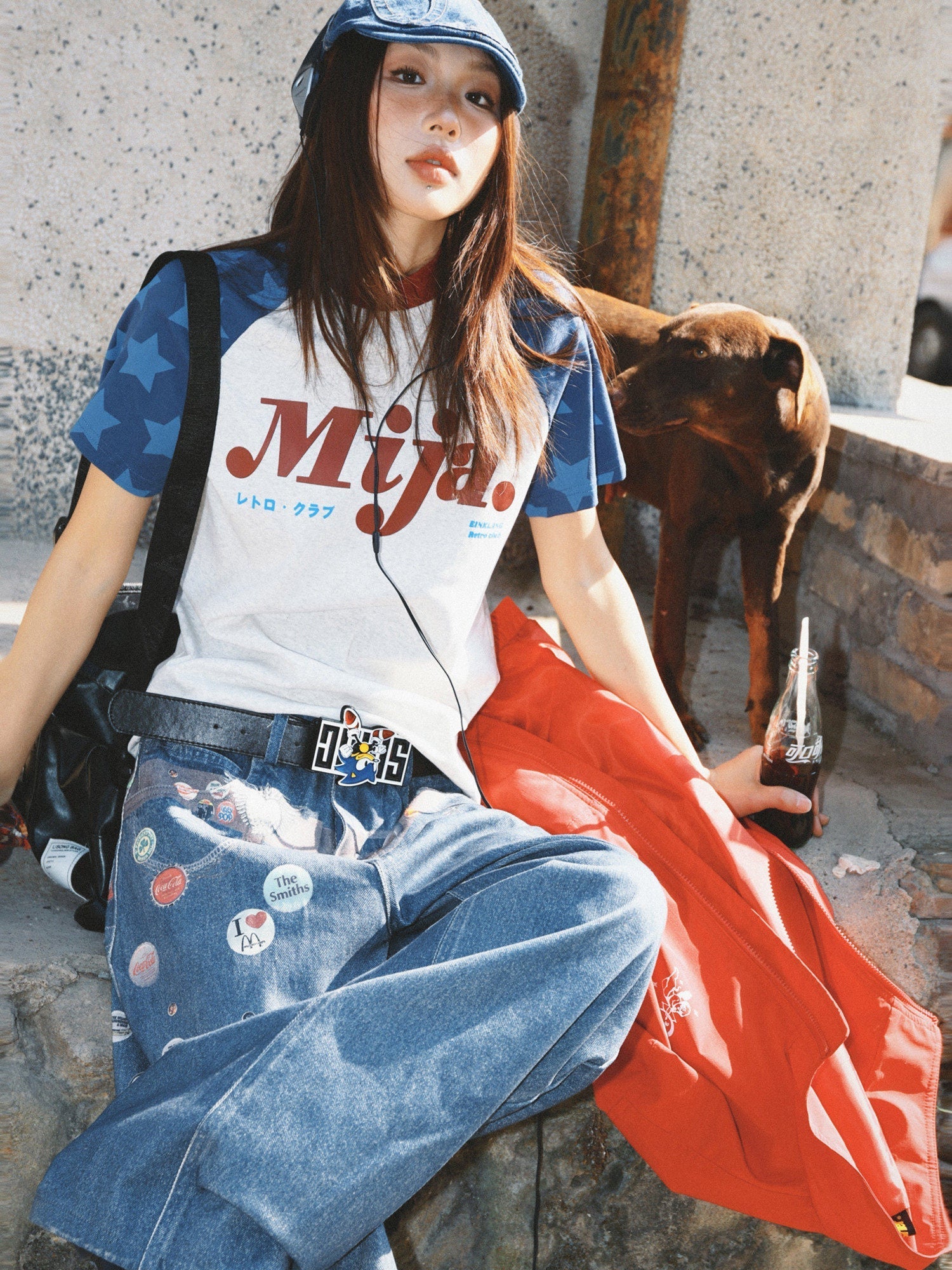 Raglan Sleeve Letter Print Fitted Short Sleeve T-Shirt