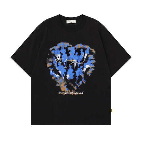 Camiseta oversize de manga corta con grafiti de corazón - Negro / S