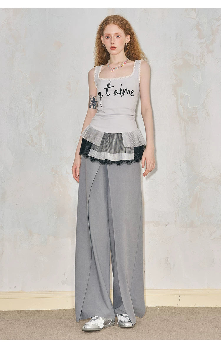 Wide Leg Floor Dropping Trousers