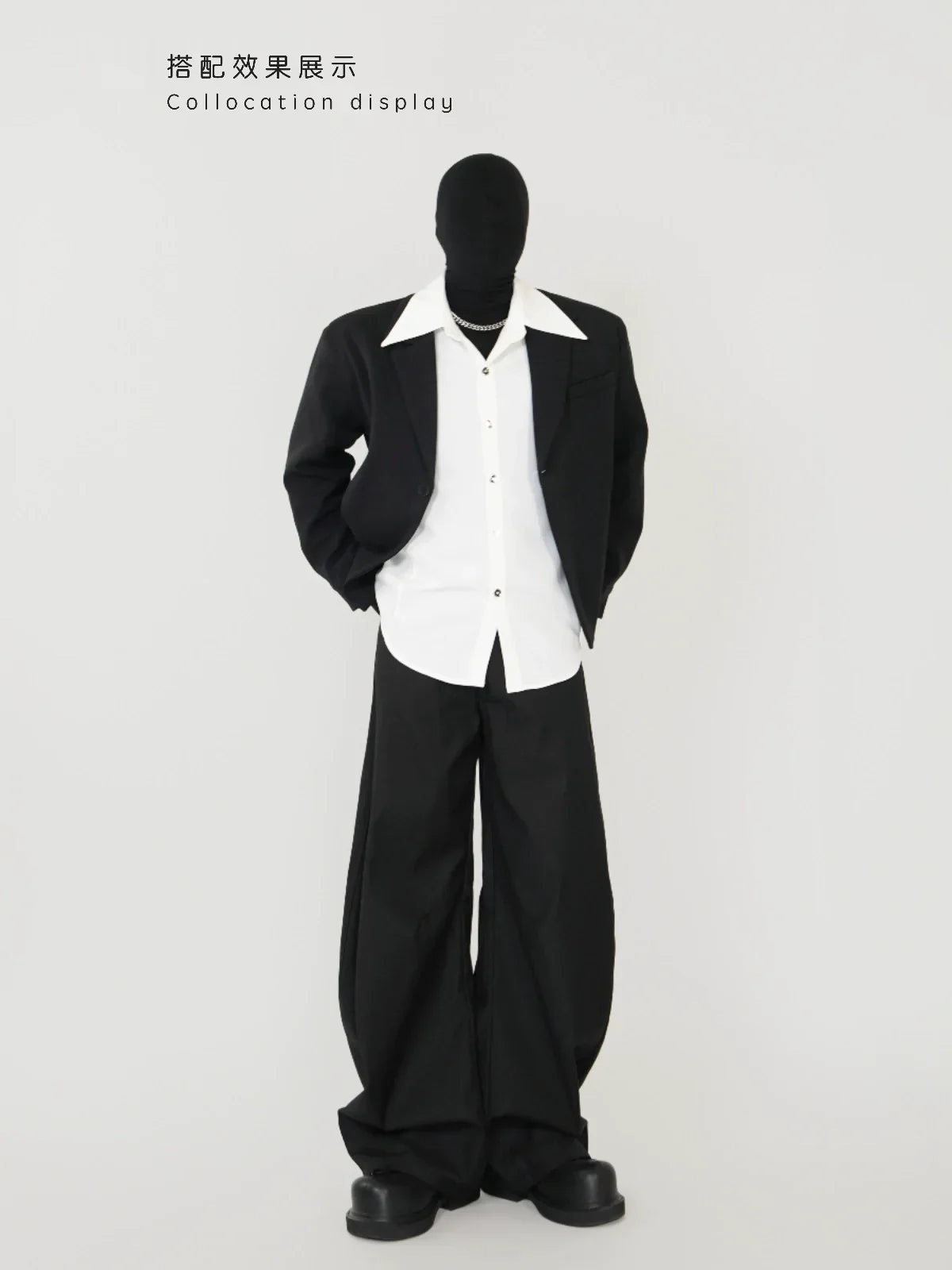 Pointed-Collar Wrinkle-Resistant Long Sleeve Shirt