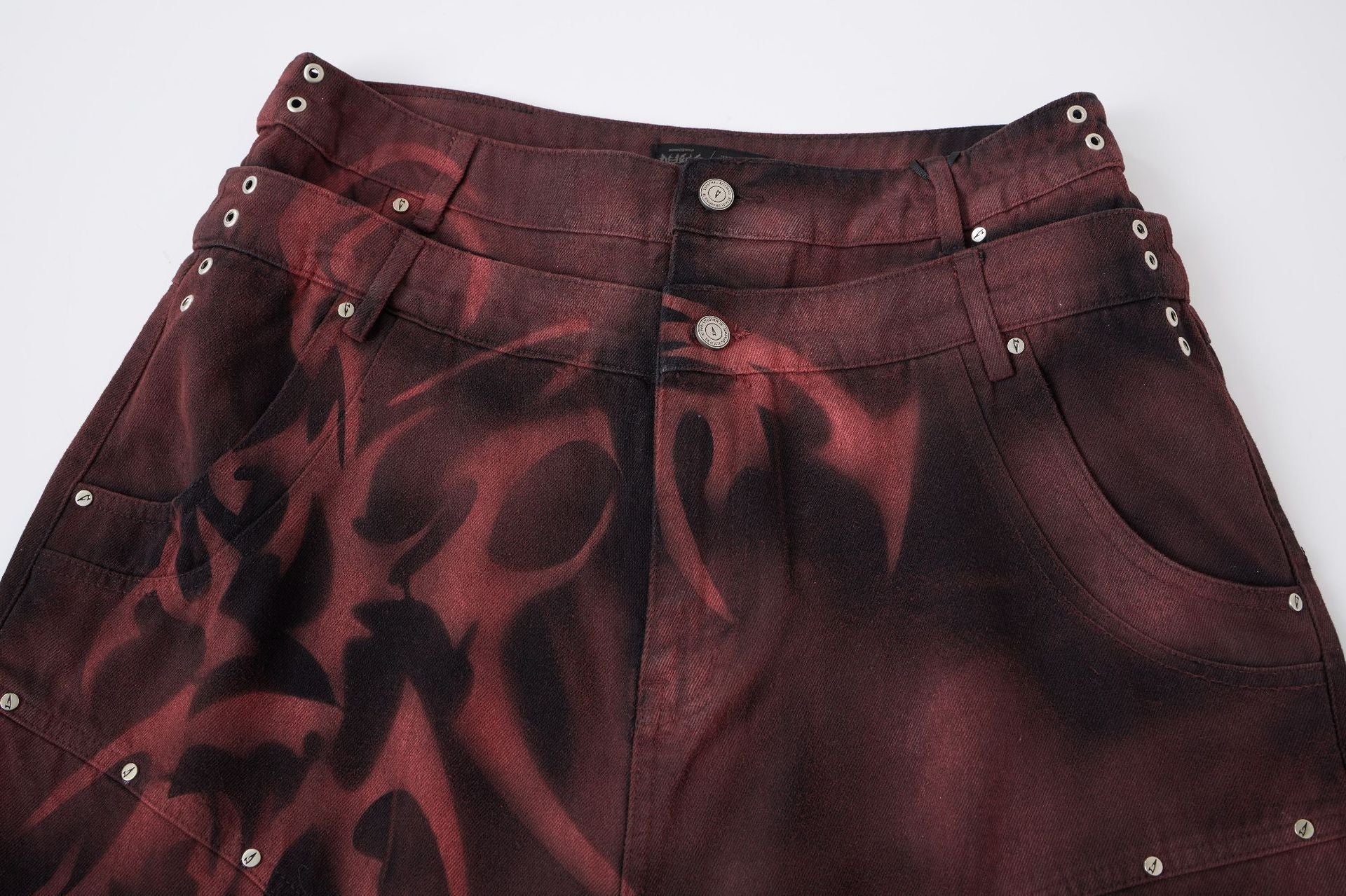 Washed Graffiti Dirty-Dye Denim Jort
