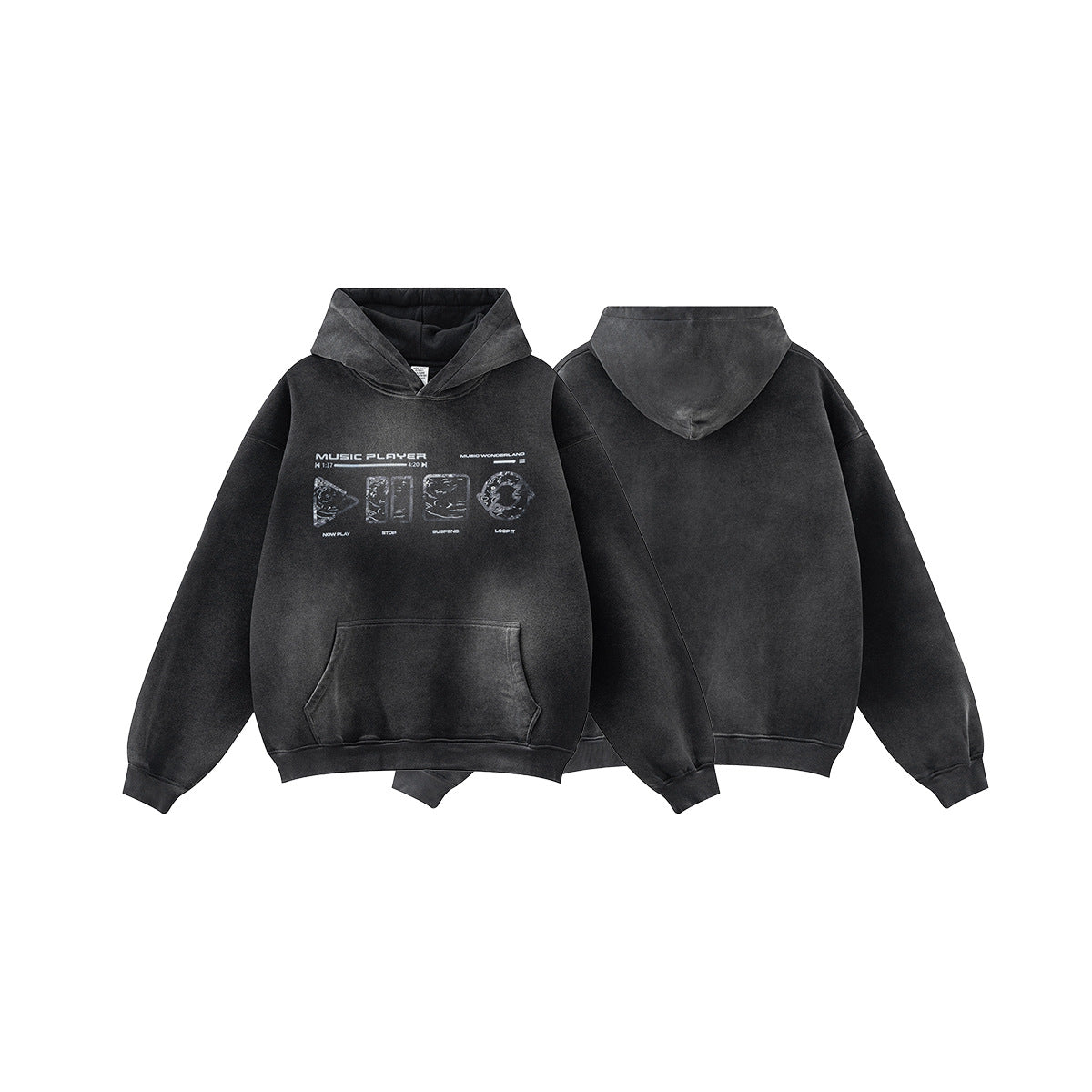 Washed Heavy Weight Print Hoodie