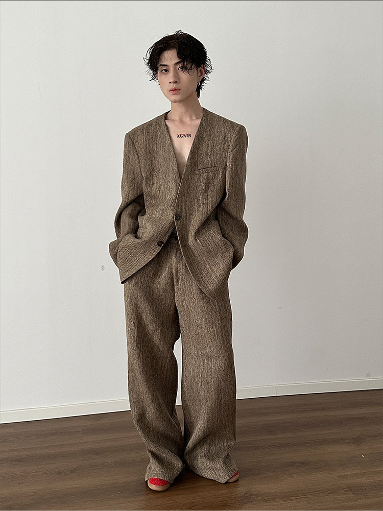 Shoulder Pad Tailored Jacket & Wide Leg Trousers Setup
