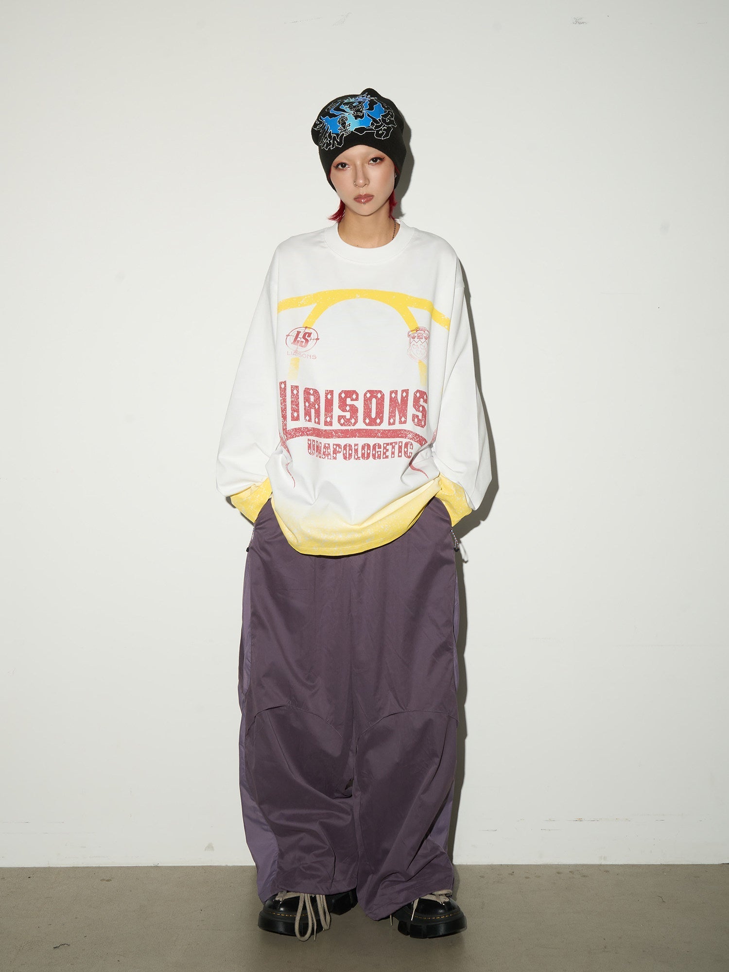 Oversize Nylon Hooded Jacket & Panel Wide Leg Pants Setup