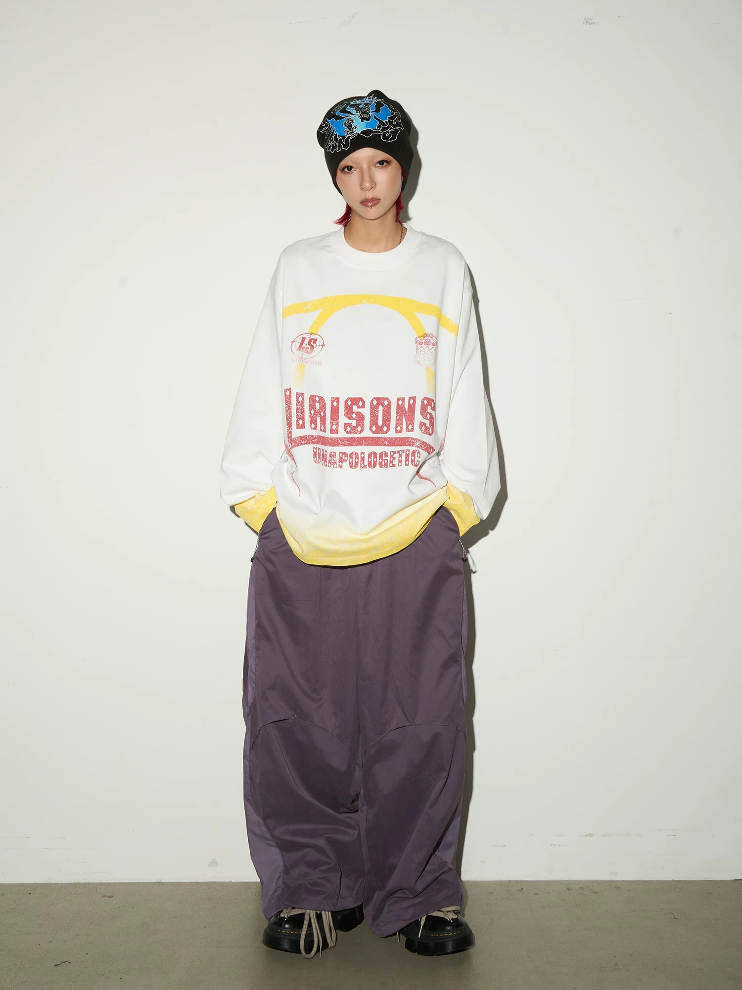 Oversize Nylon Hooded Jacket & Panel Wide Leg Pants Setup