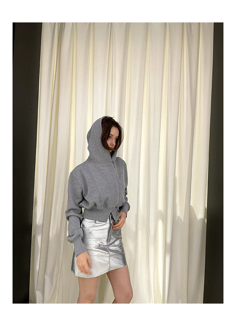 Diagonal Zipper Hoodie