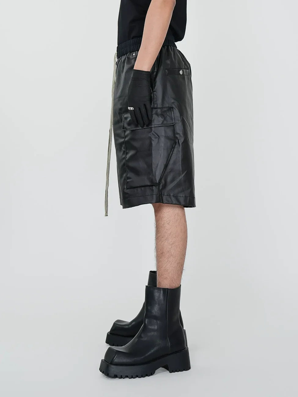 Matte Coated Multi-Pocket Straight Cargo Short