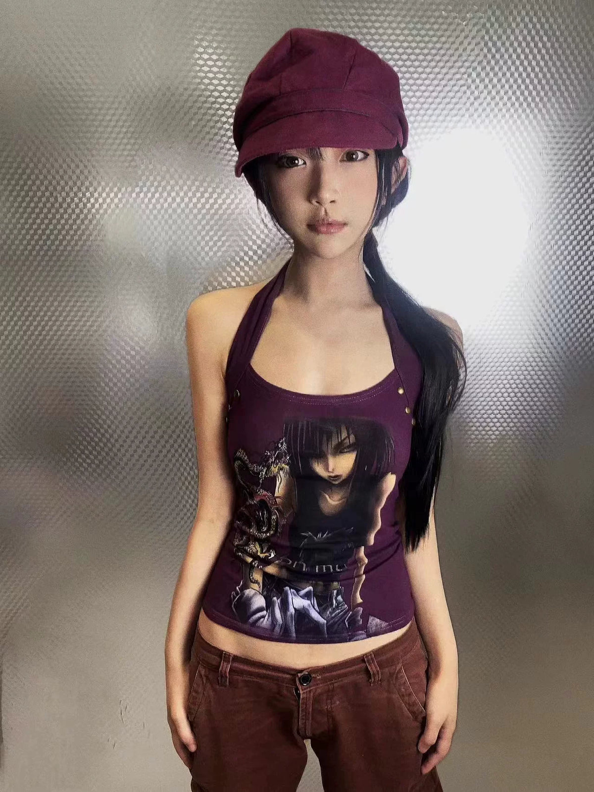 Studs Halter Neck Tank Top