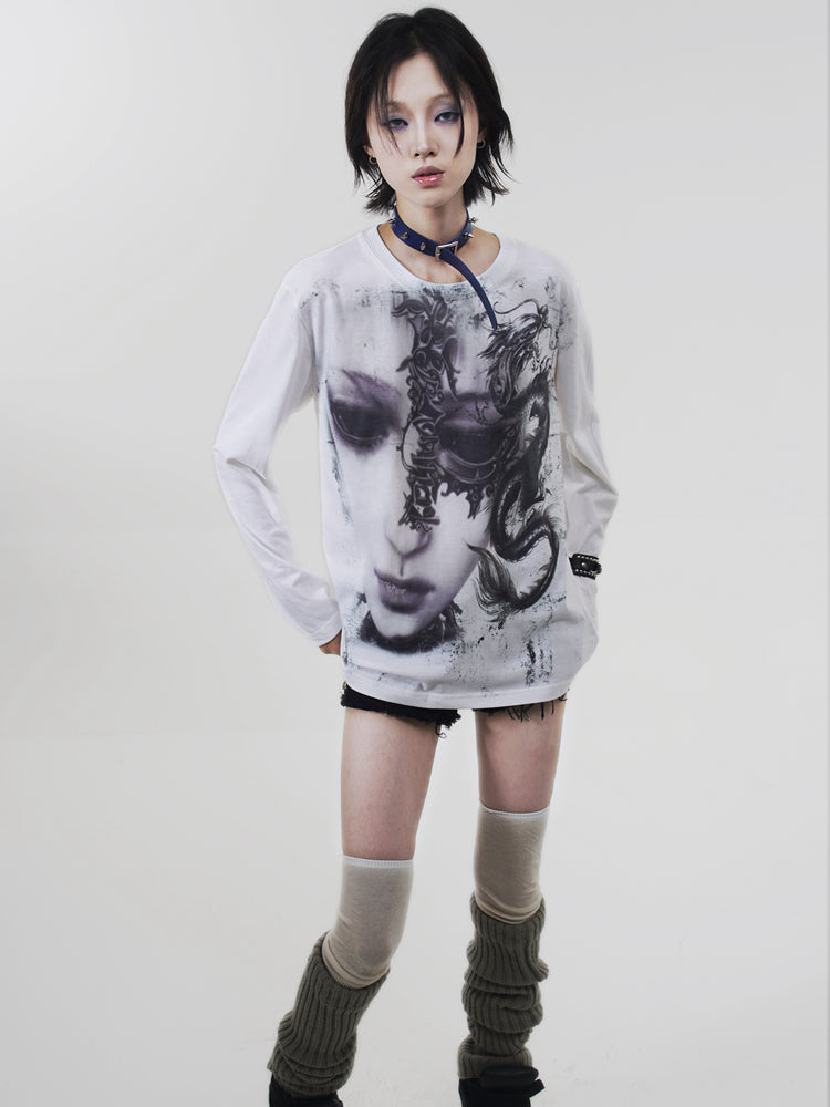 Graffiti Print Long Sleeve T-Shirt
