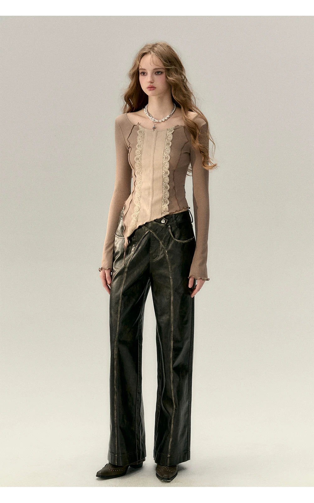 PU Leather Straight Leg Pants