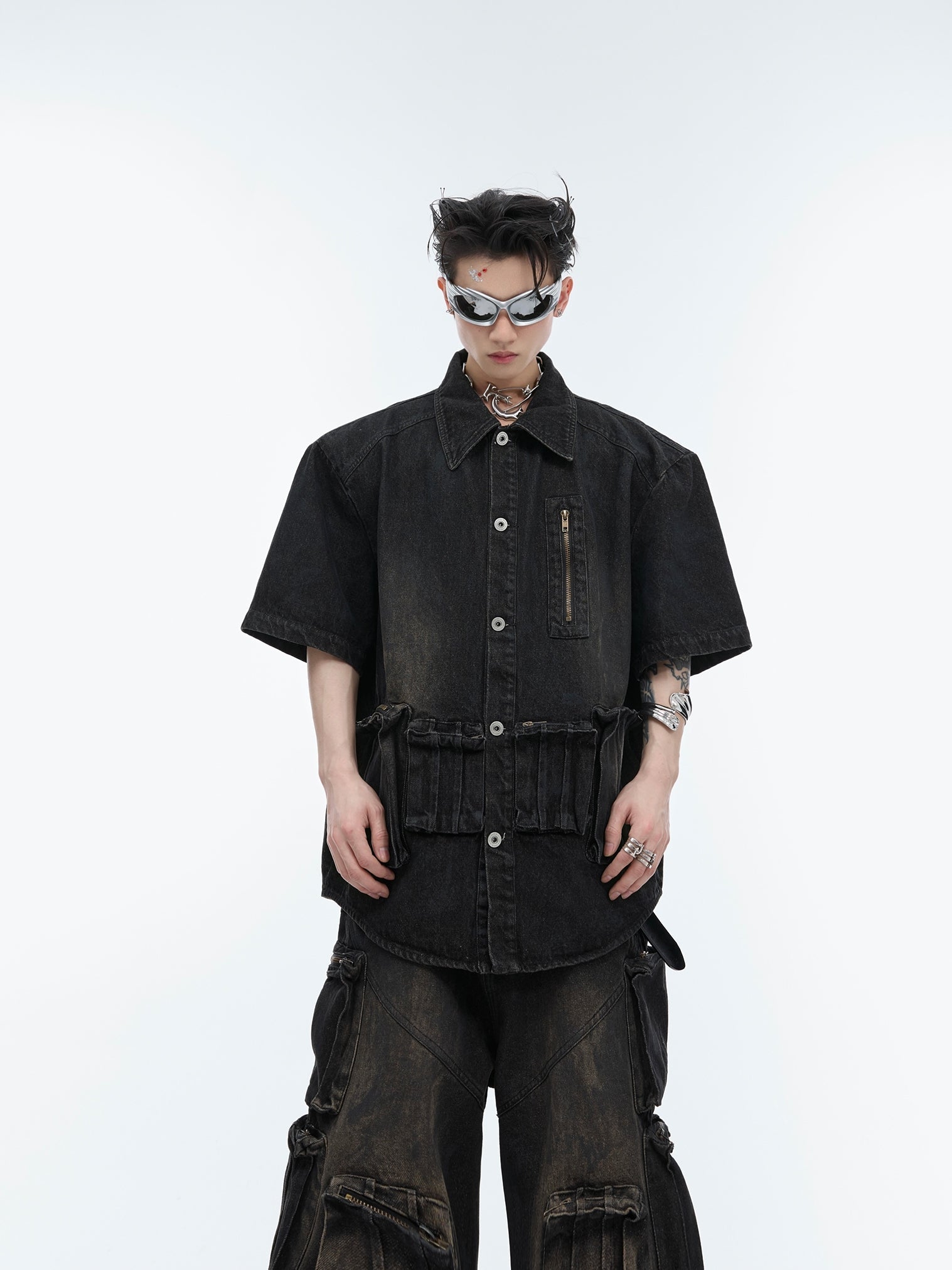 Oversize Paint Denim Shirt Jacket