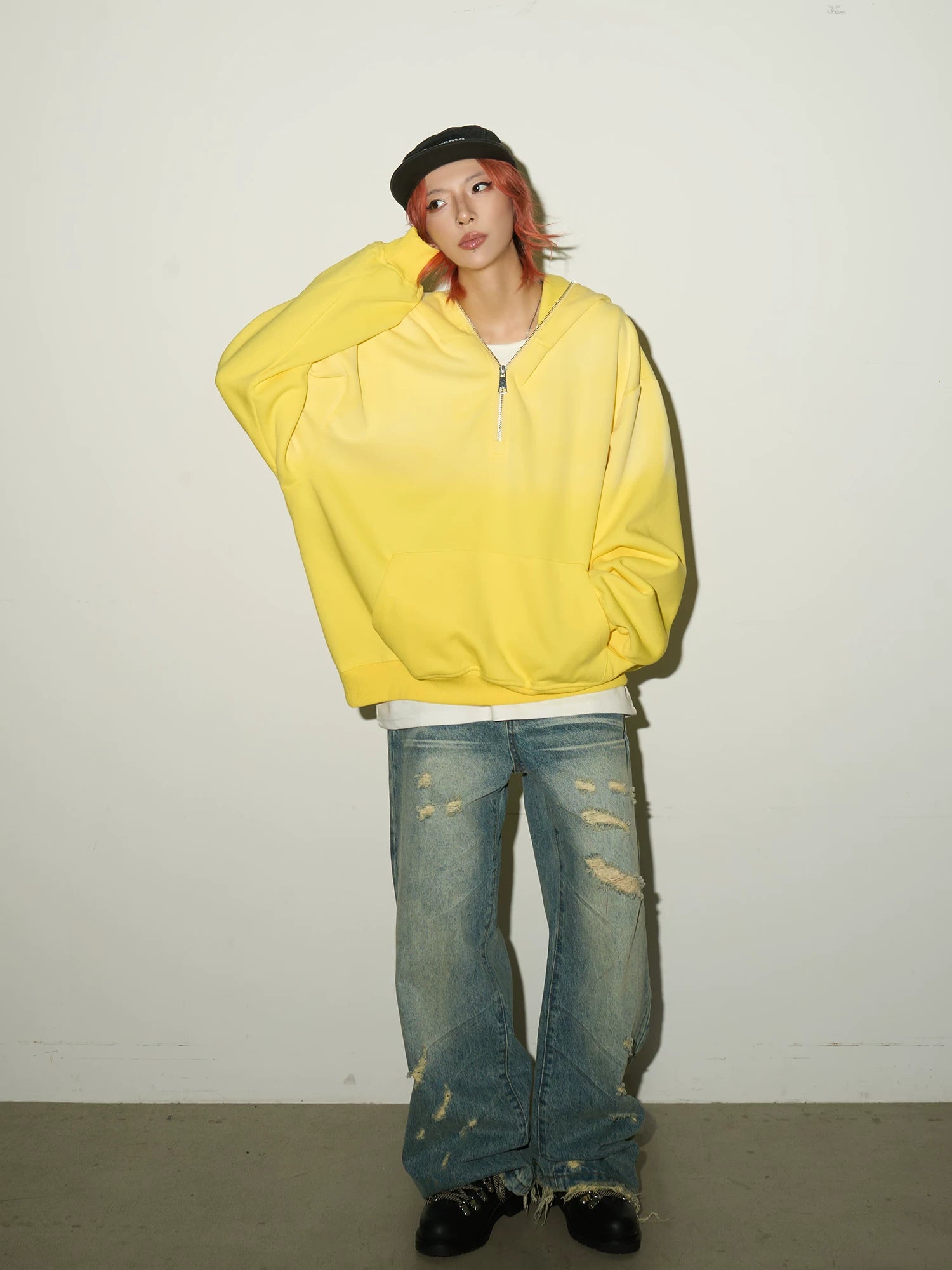 Gradient Half-Zip Design Hoodie