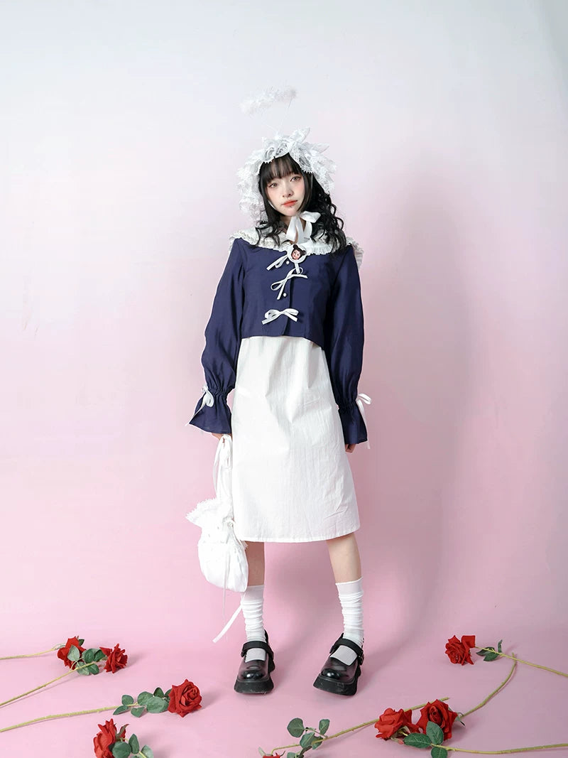Bow Lace-Up Jacquard Lightweight Jacket