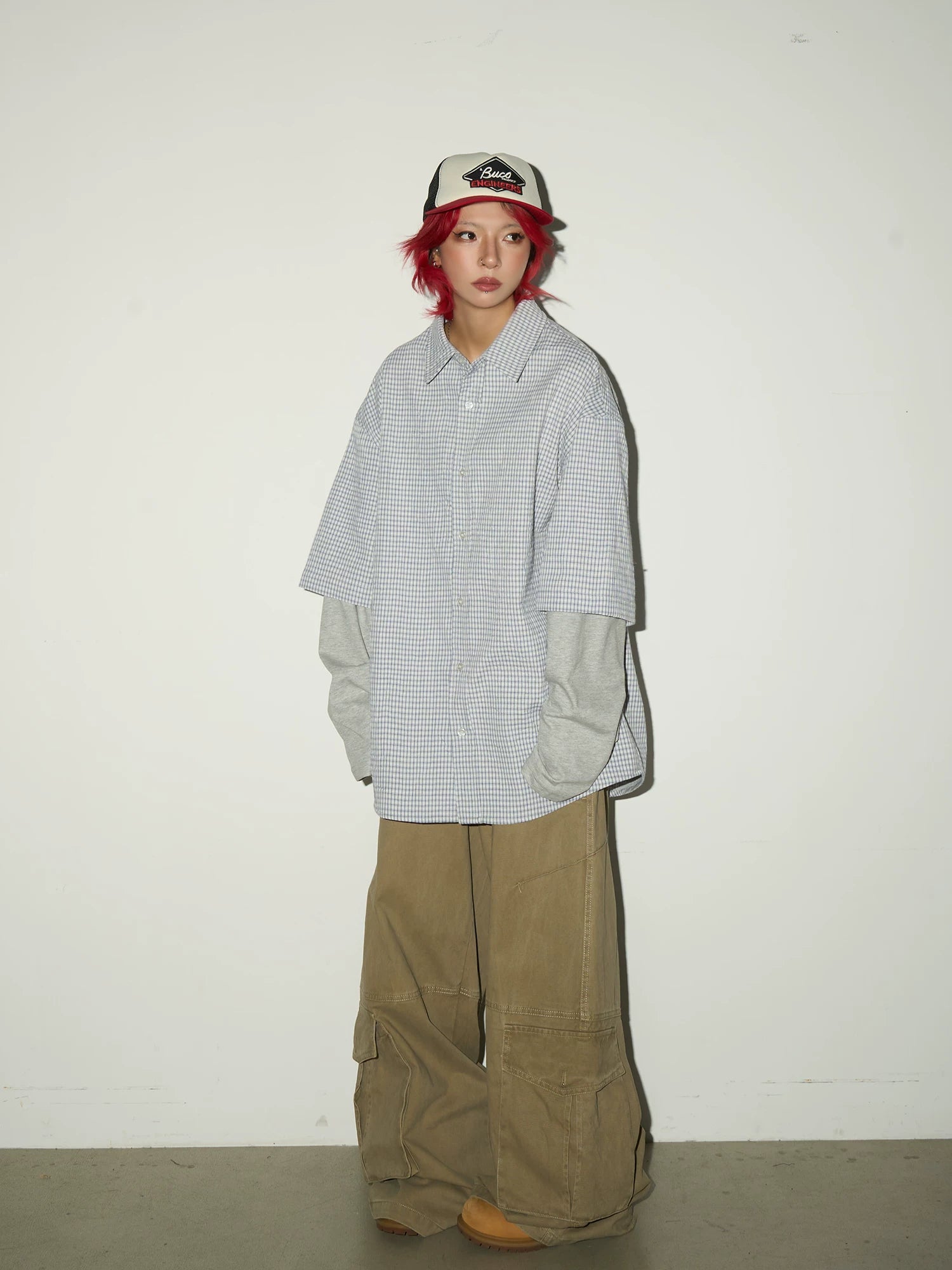 Fake Layered Hooded Jacket & Multi Pocket Cargo Pants Setup