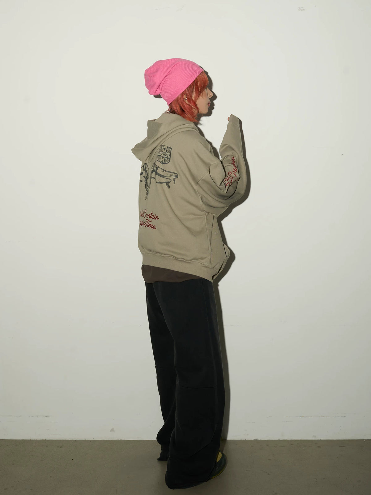 Embroidery Damage Zipper Hoodie