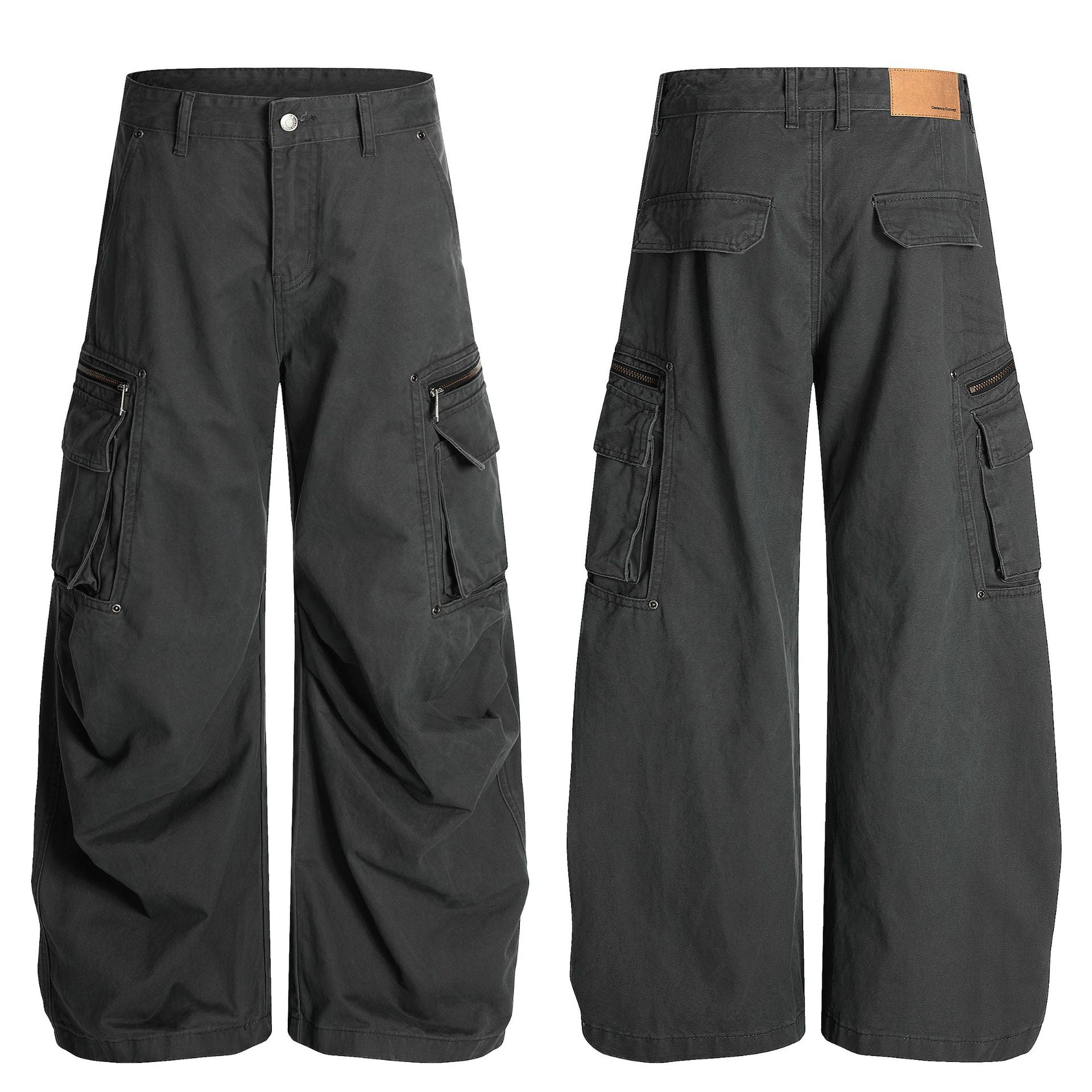 Zip Pocket Cargo Wide Leg Pants