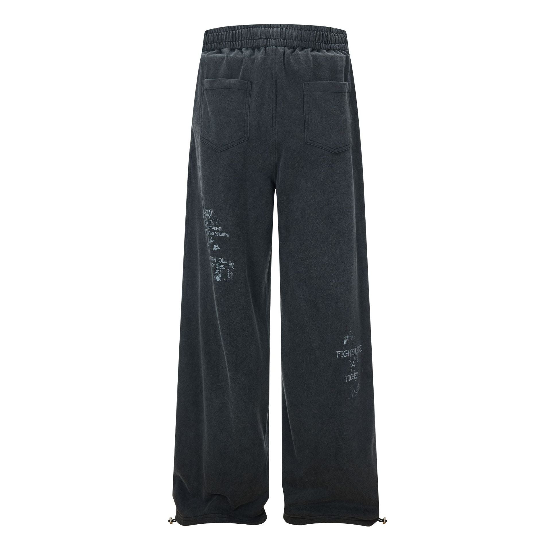 Washed Fade Graphic Wide Leg Sweatpants