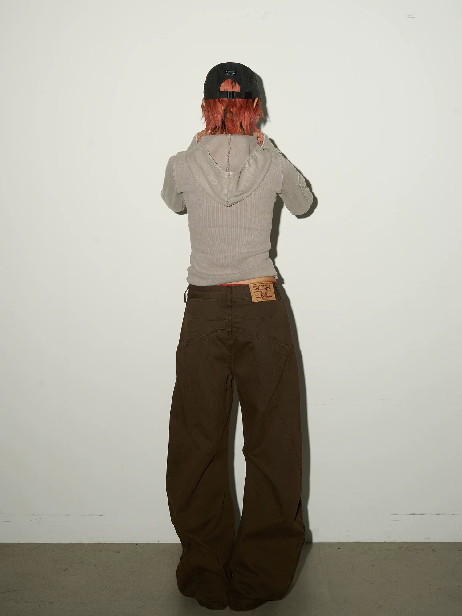 Ribbed Henley Fitted Hooded Long Sleeve T-Shirt