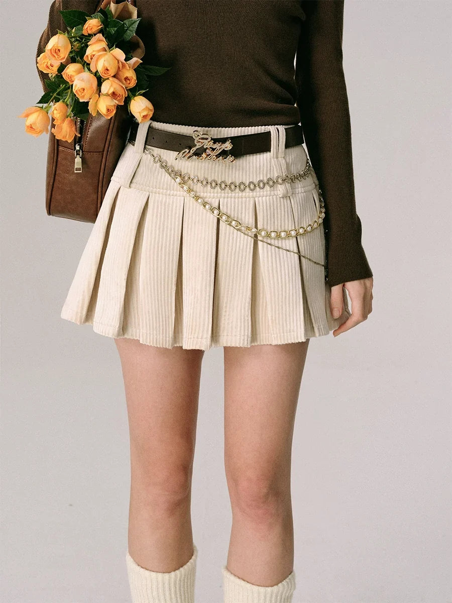 Velvet Collar Jacket & Long Skirt & Pleats Short Skirt Setup
