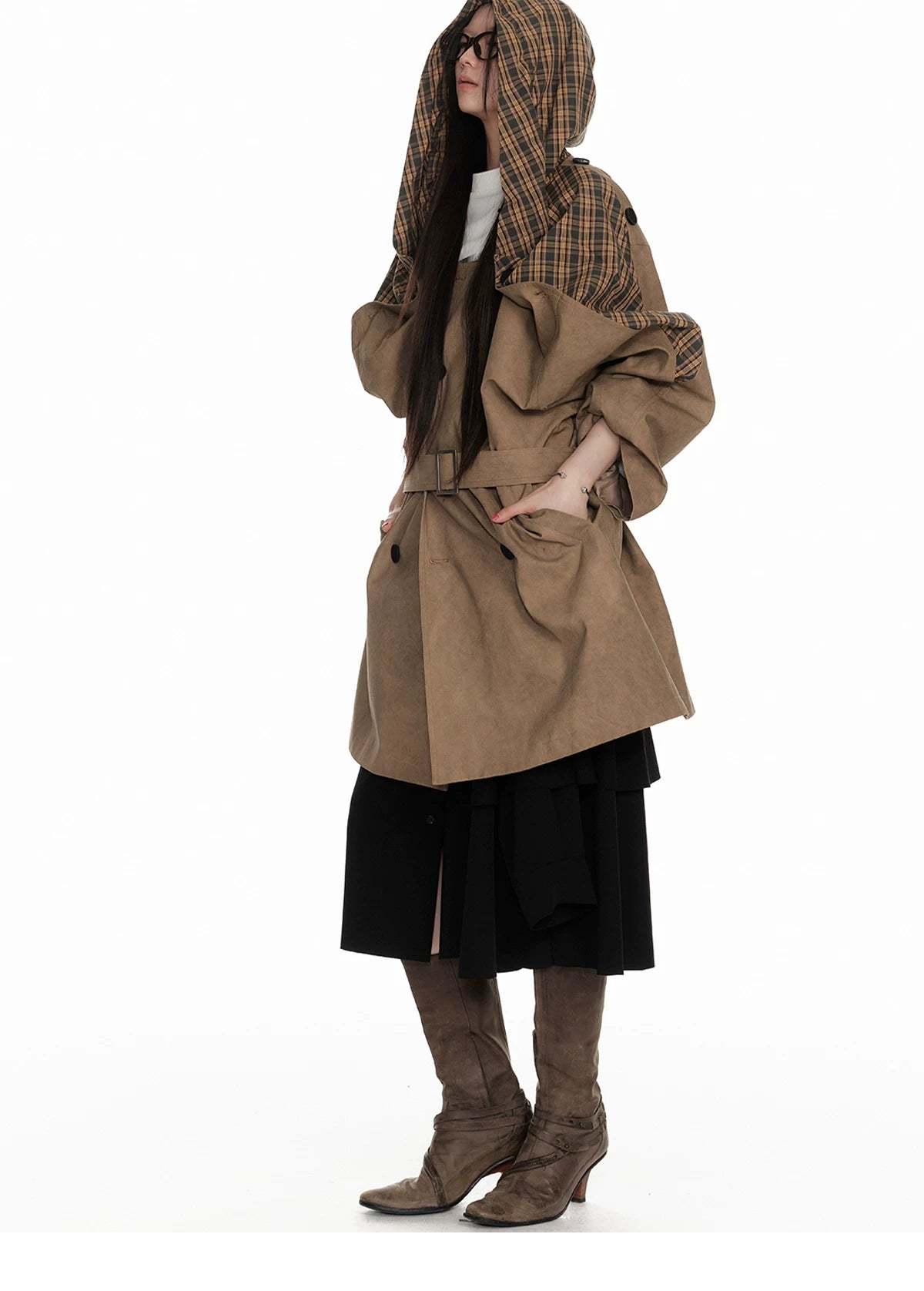 Textured Hooded Lining Jacket