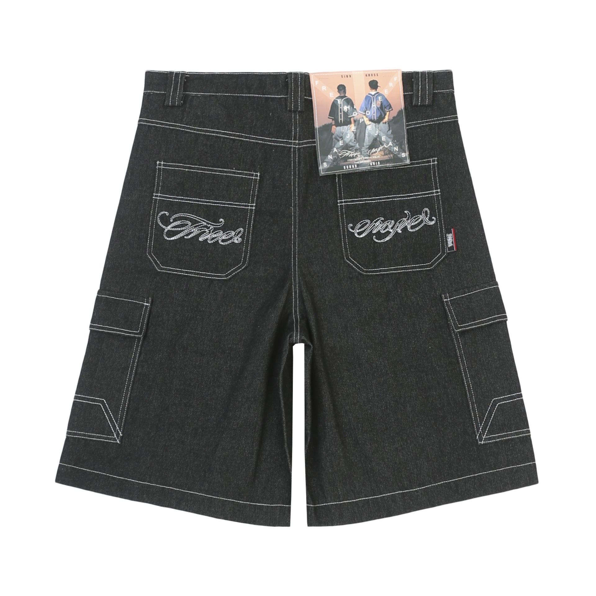 Heavyweight Embroidered Multiple Pocket Denim Jort