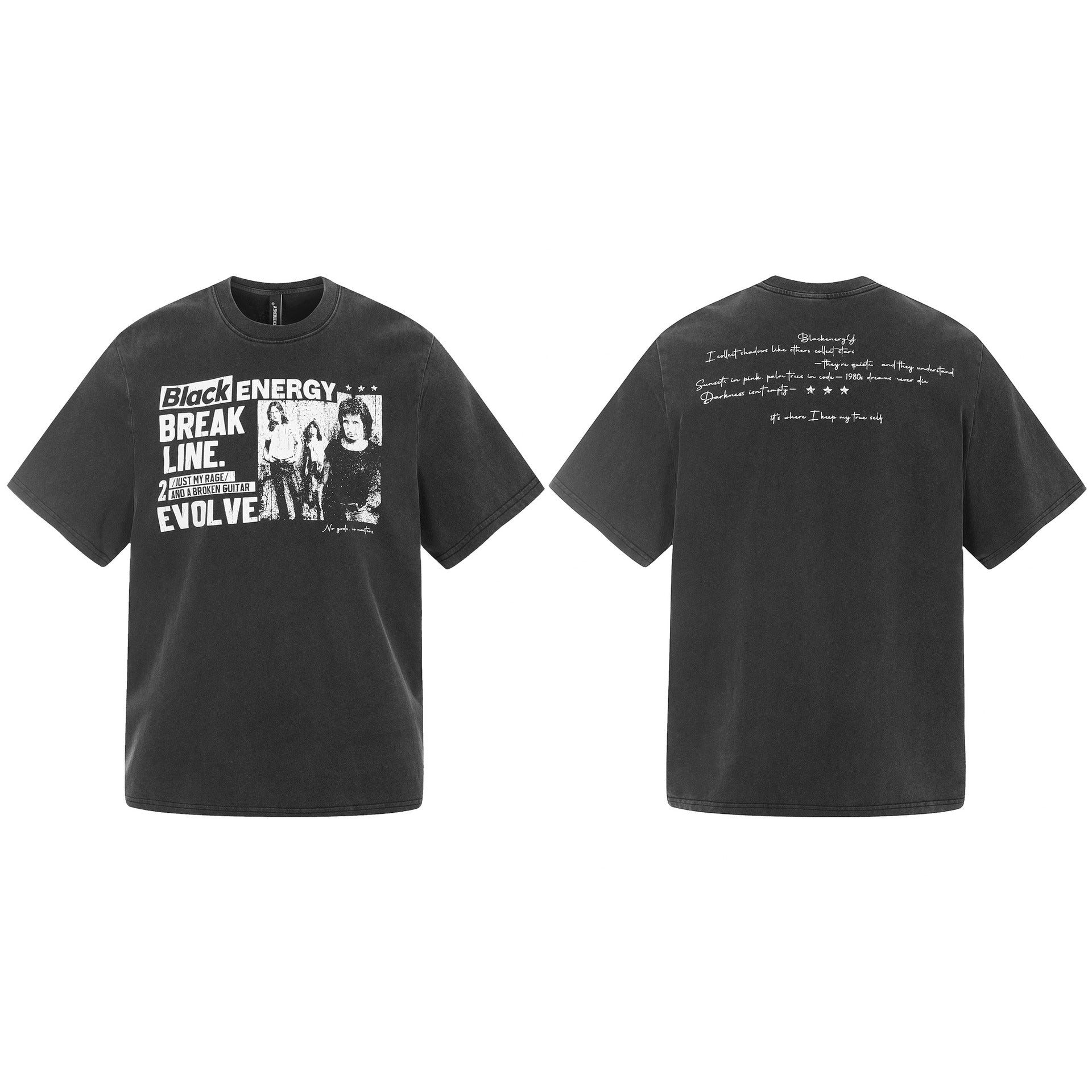 Washed Graphic Print Cotton Short Sleeve T-Shirt