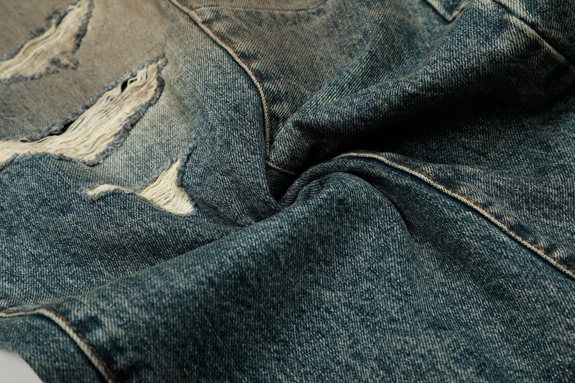 Washed Deconstruction Barrel Denim Jeans