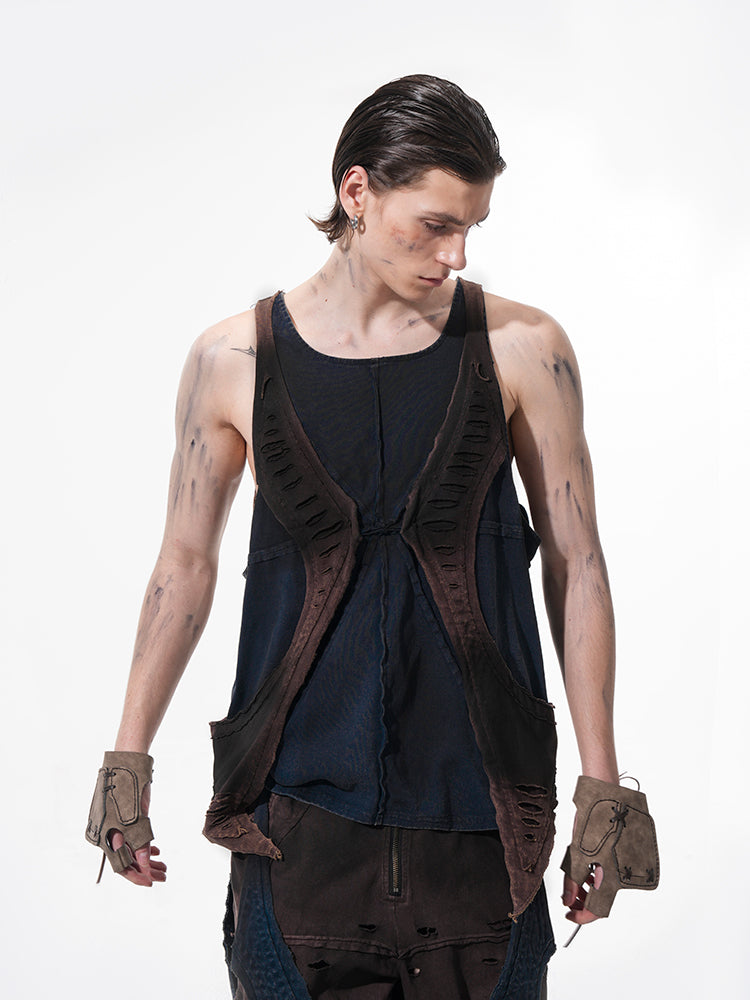 Patchwork Pullover Sweatshirt & Tank Top T-shirt & Short Setup