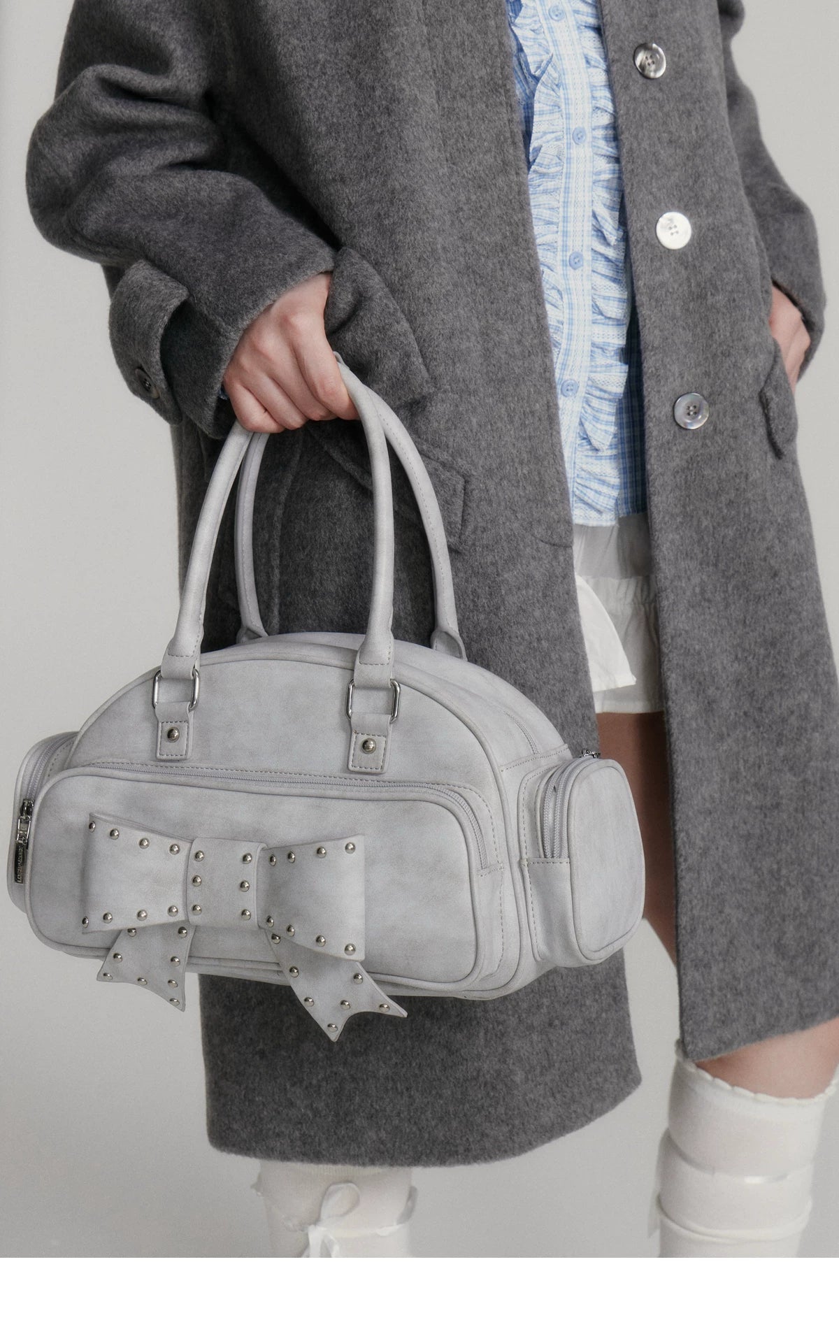 Lace Collar And Ribbon-Detail Coat
