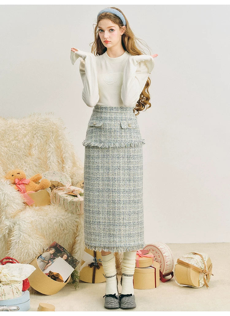 Bow Jacquard Jacket & Tassel Jacquard Short Skirt Setup