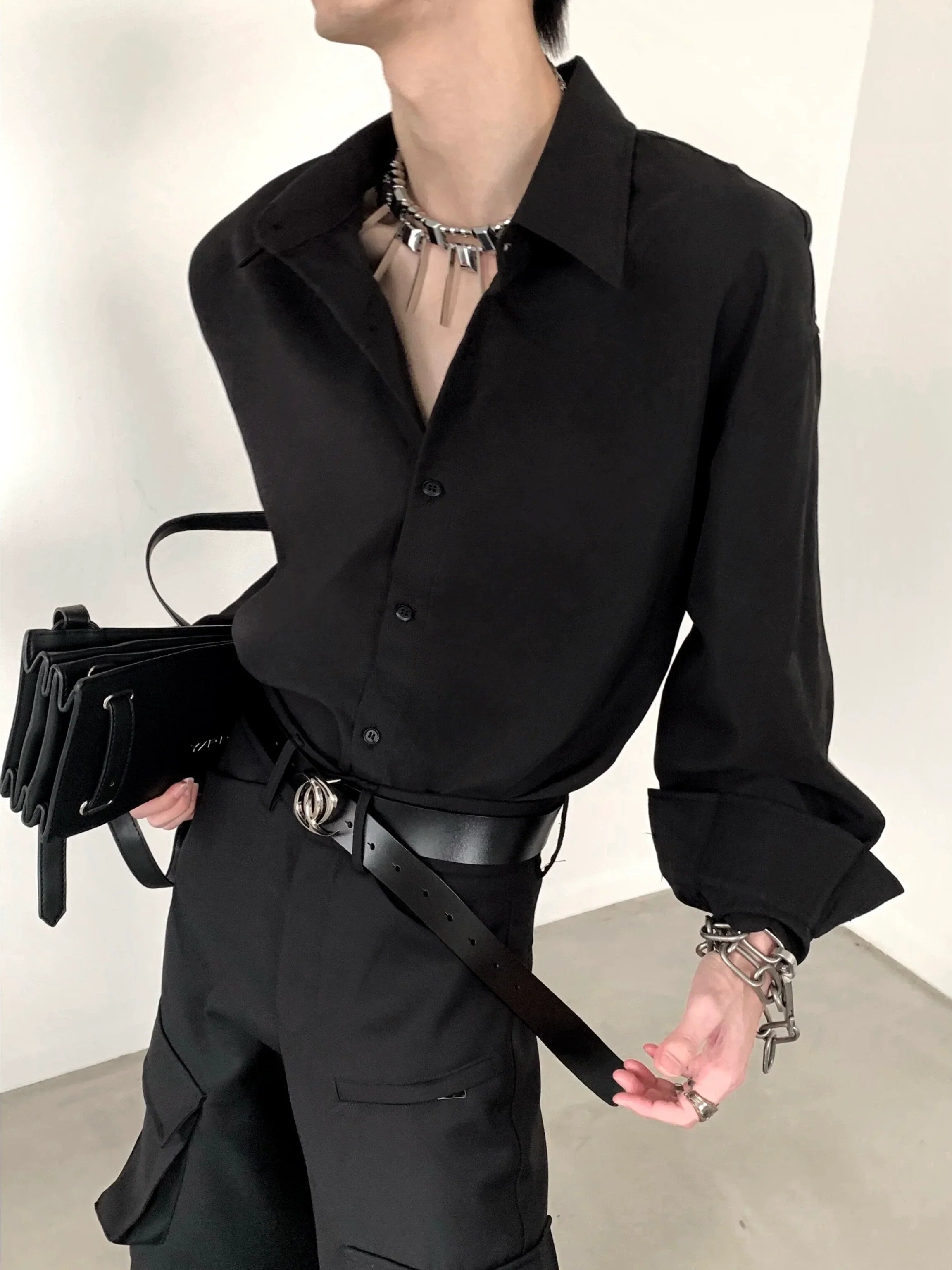 Oversize Simple Basic Long Sleeve Shirt