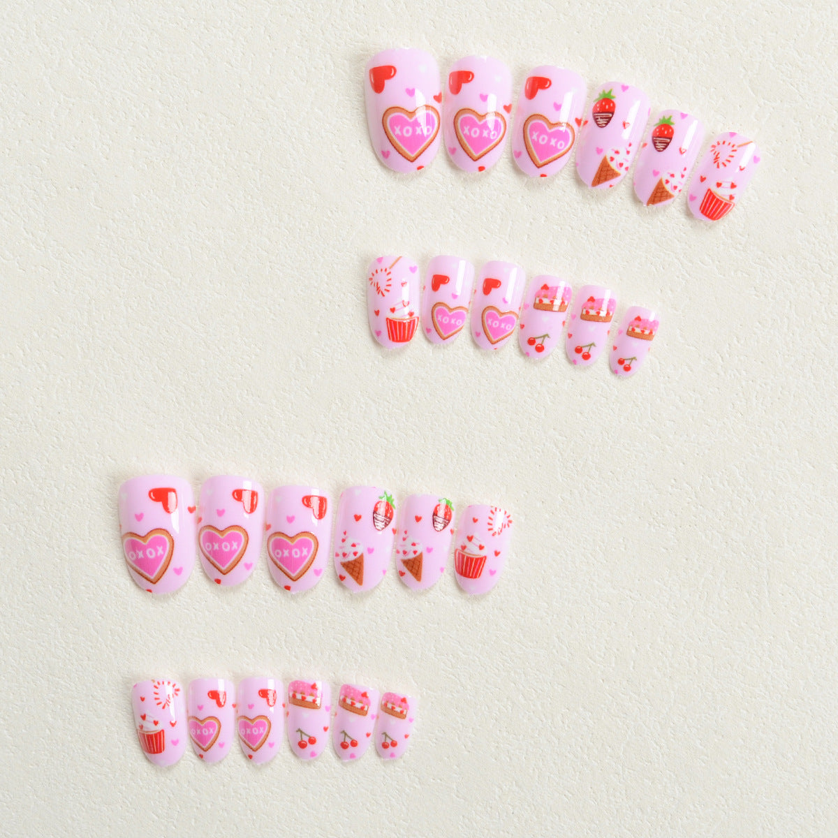 Europe and the United States wear nails Valentine's Day series wear nail art Barbie powder love ice cream cute little cherry fake nails