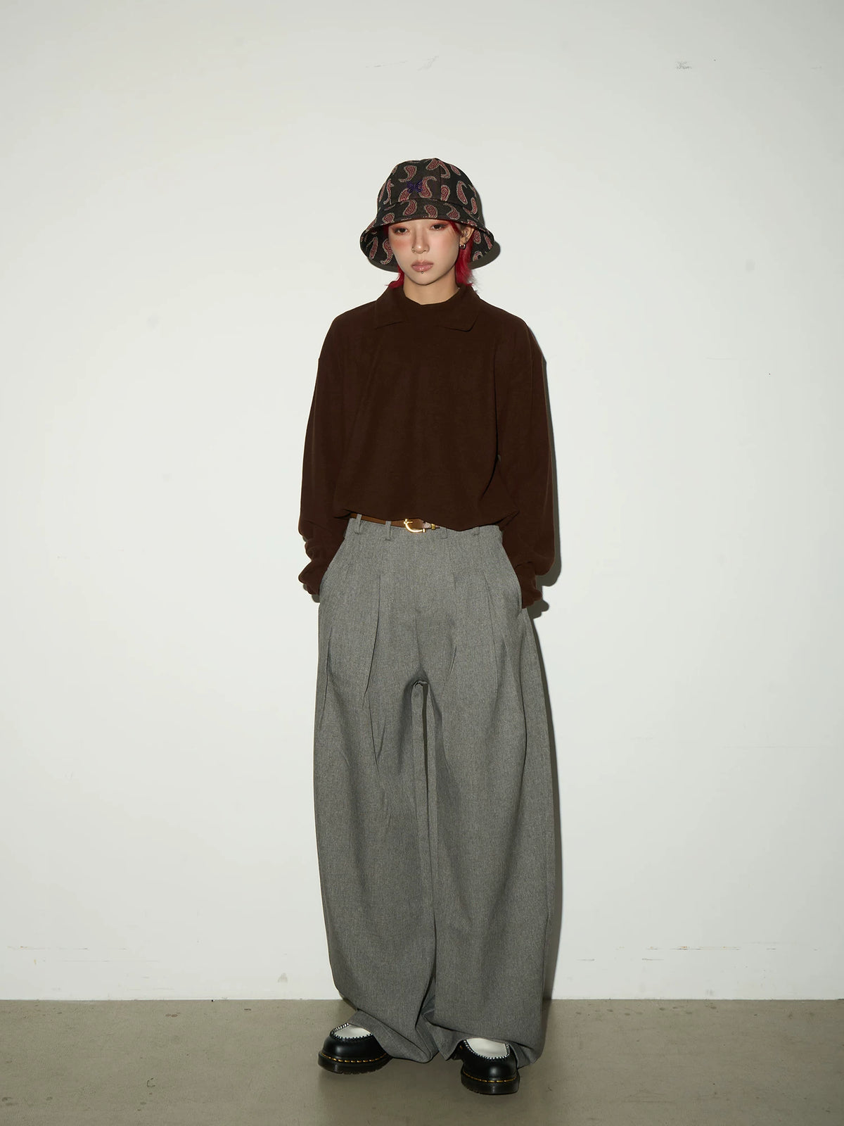 Pleats High Waist Wide Leg Trousers