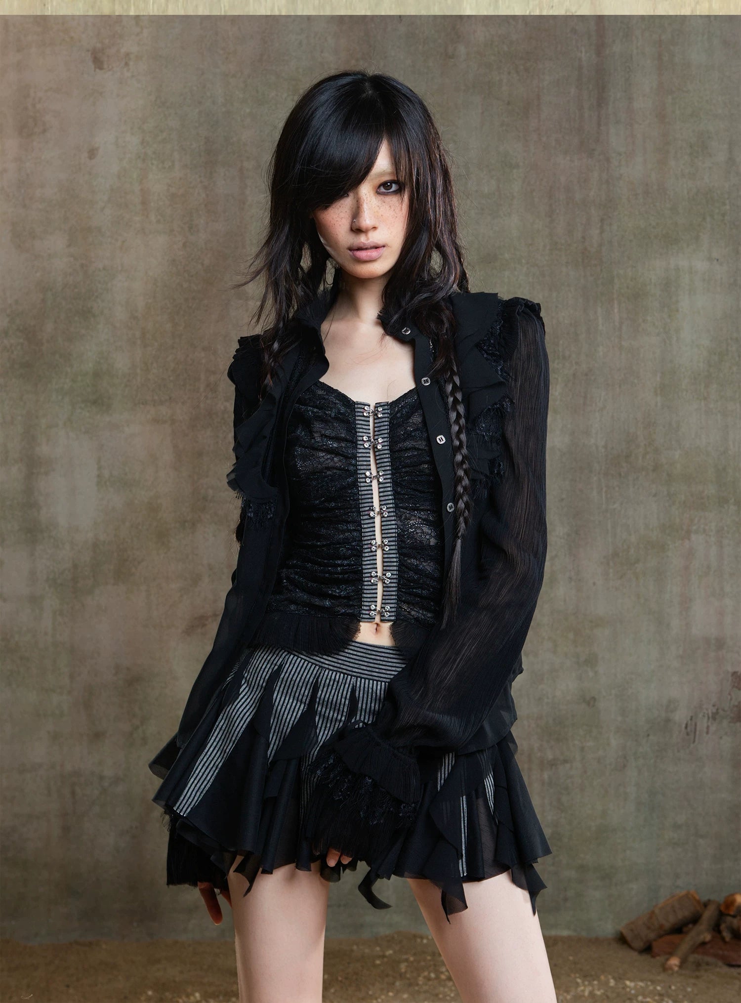 Sheer Chiffon Gothic Court Style Blouse