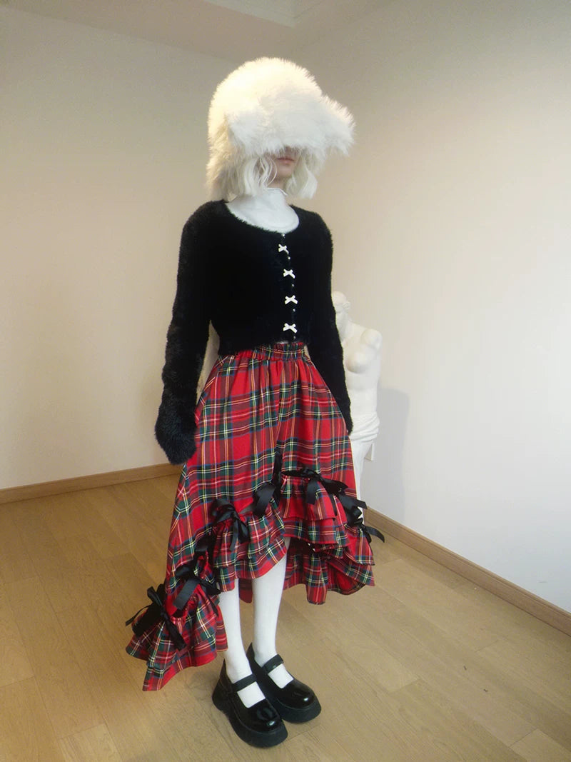 Pearl Bow Short Knit Cardigan