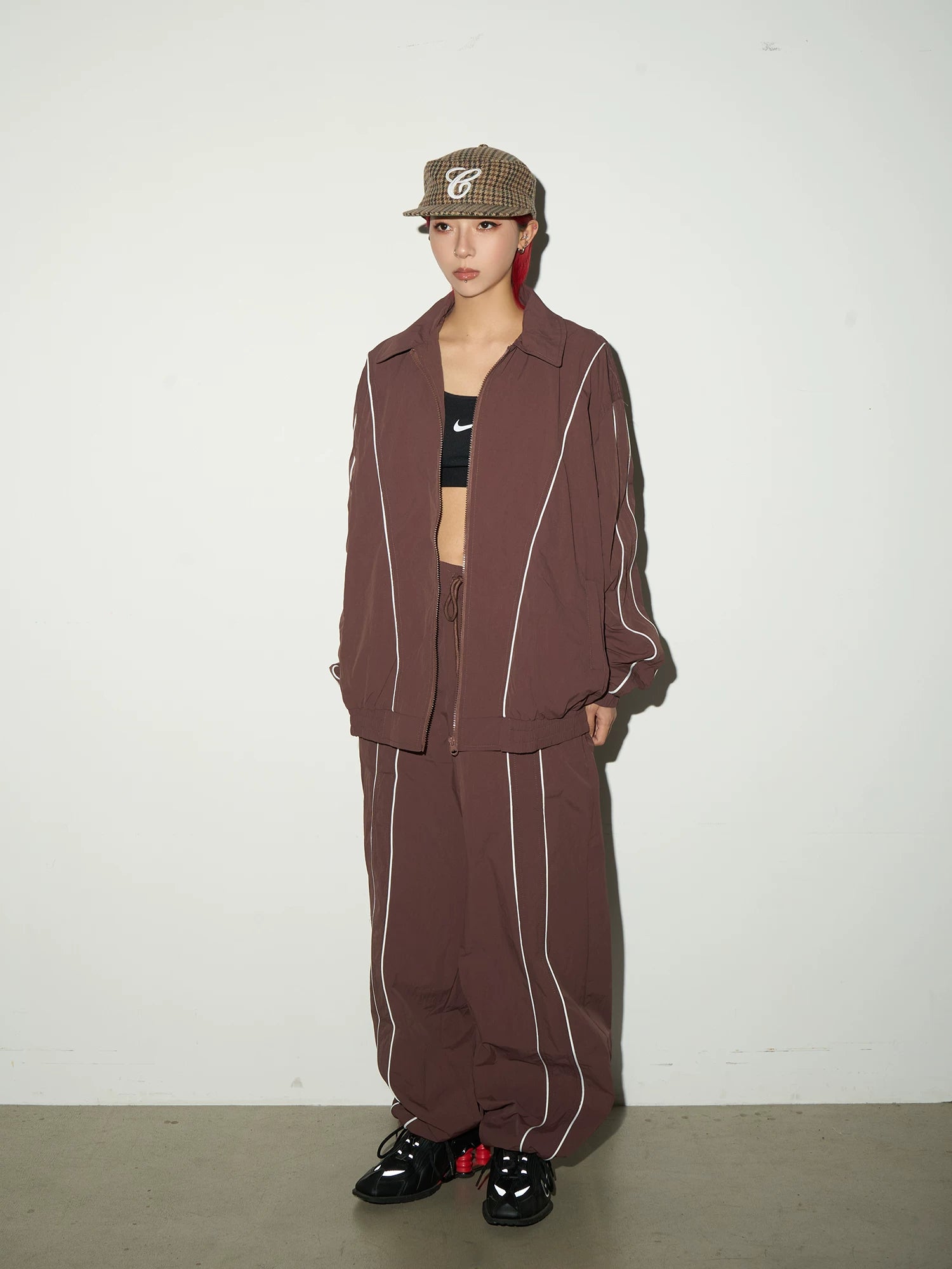 Line Detail Lightweight Quick-Dry Oversize Jacket & Wide Leg Pants Setup