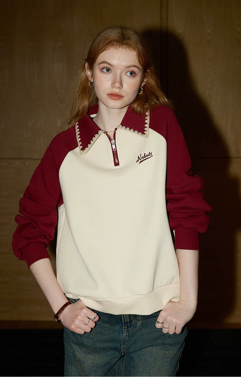 Sudadera retro bicolor con cremallera