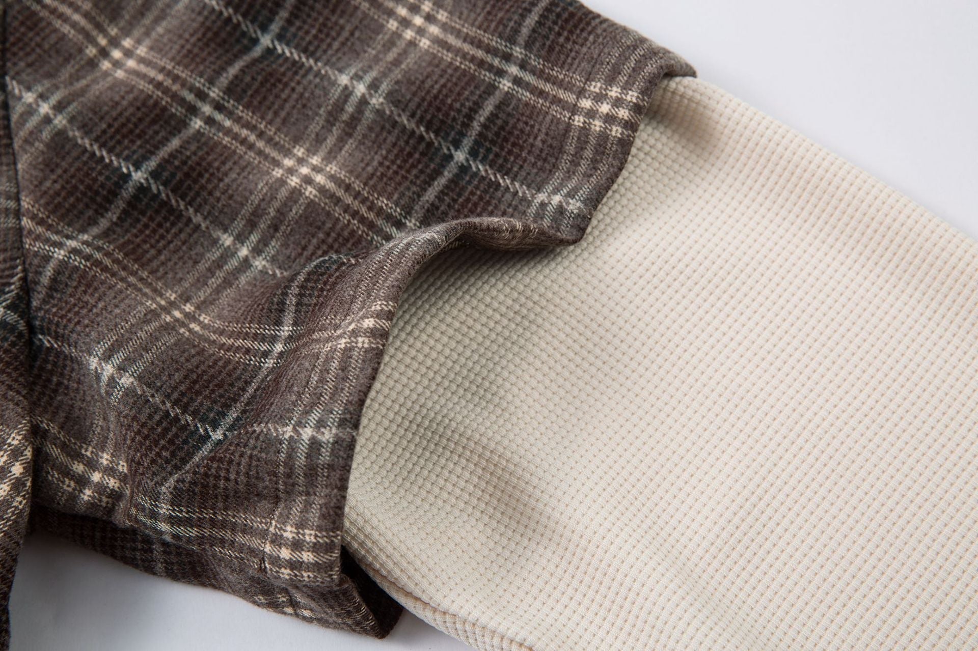 Plaid Letter Embroidery Fake Layered Long Sleeve Shirt