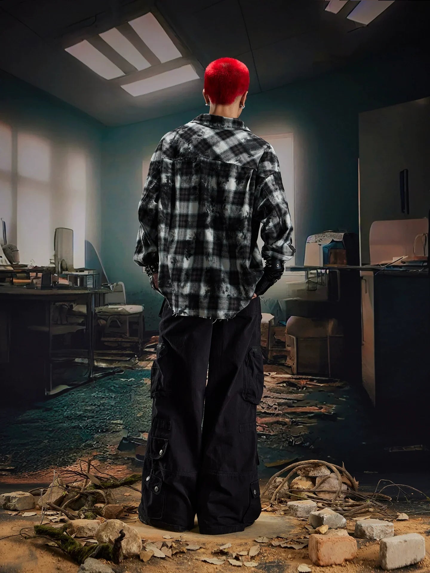 Oversize Plaid Long Sleeve Shirt